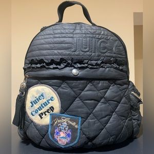 Retro Juicy Couture Quilted Puffer Backpack. Black/ Multi color patch work